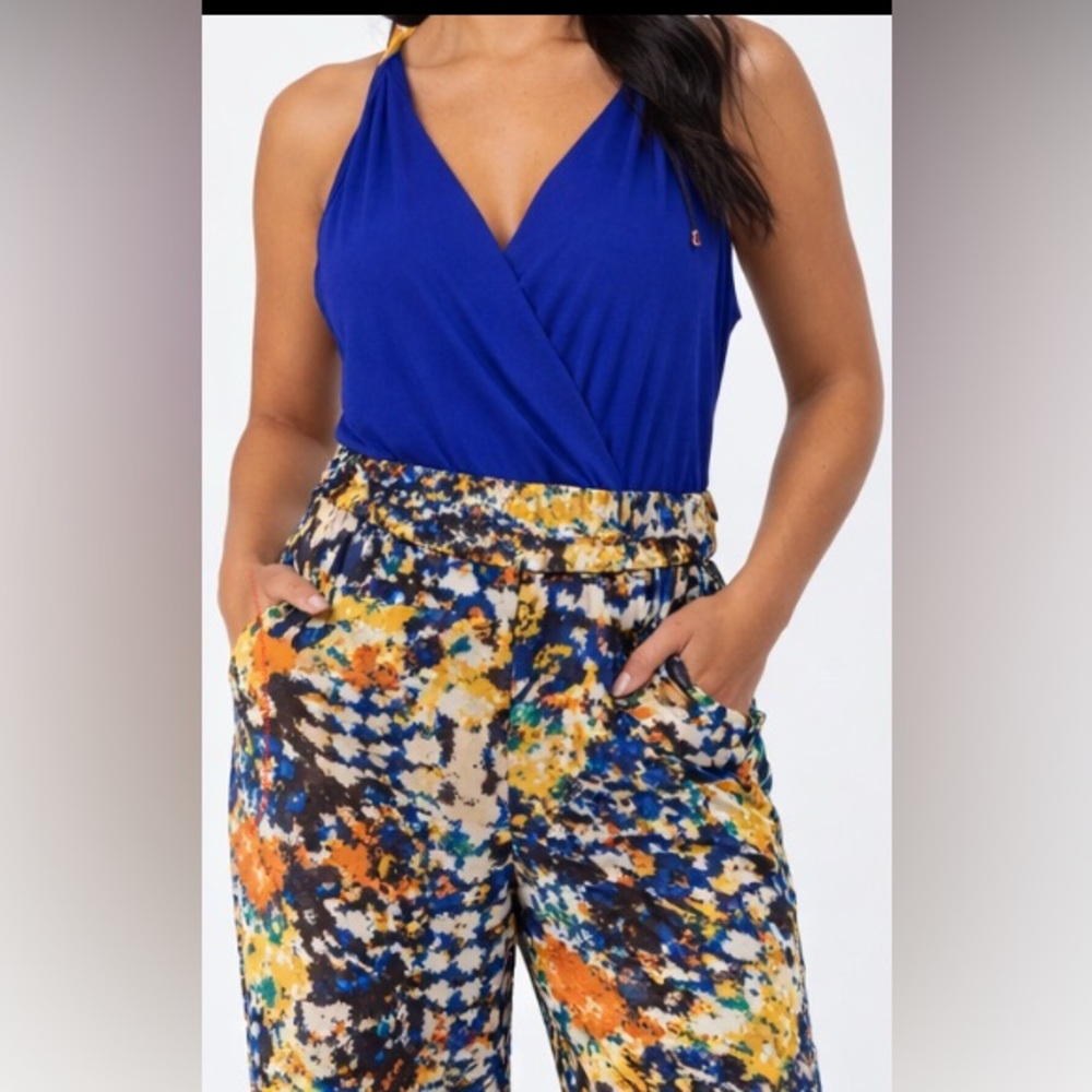 Apple Bottoms Abstract Wide Leg Romper | Size Small | Tall Friendly | Pockets
